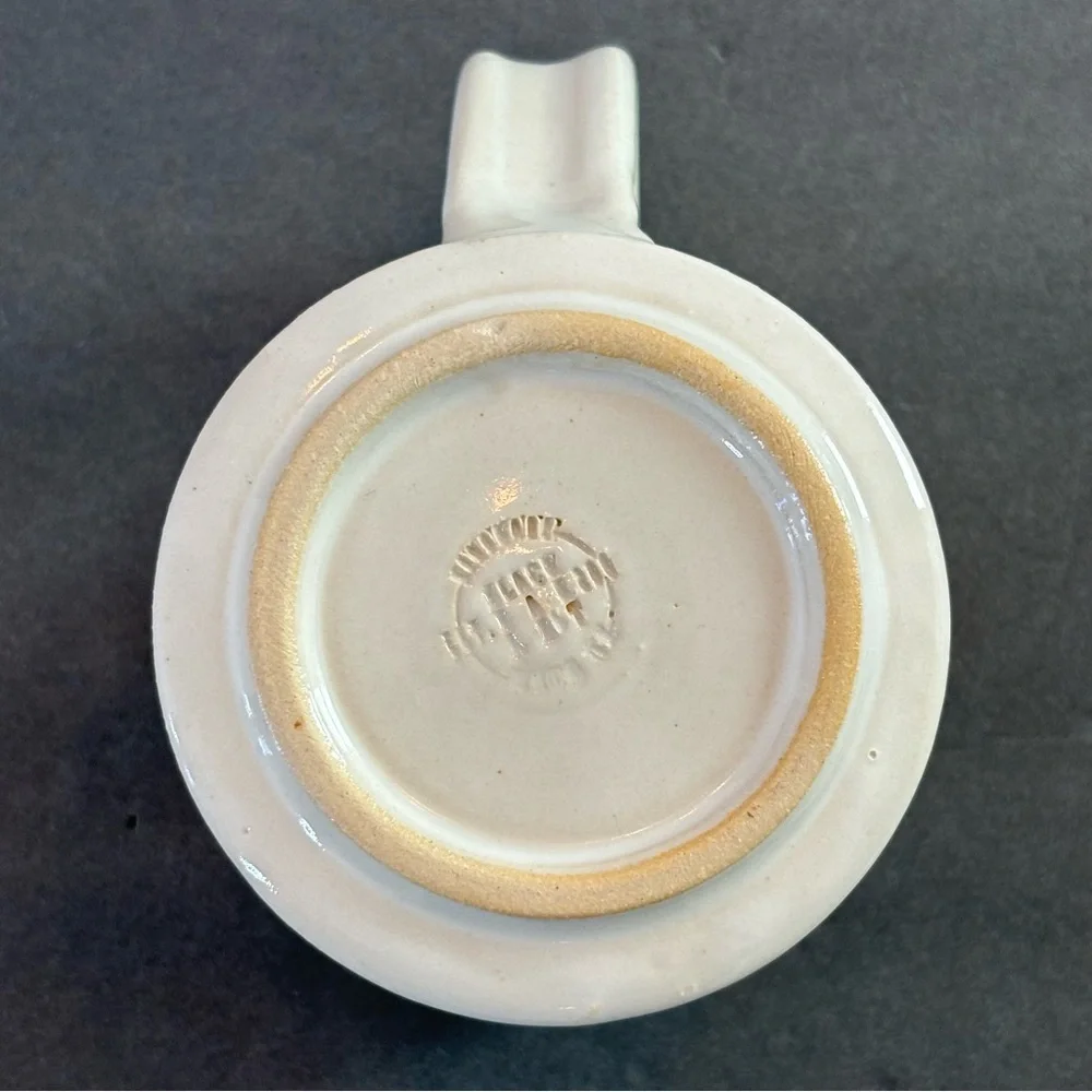 mAgNoLia Ivory Coffee Mug Cup Joanna Gaines Hand Made 3D Pottery Black Oak Art - Picture 5 of 9